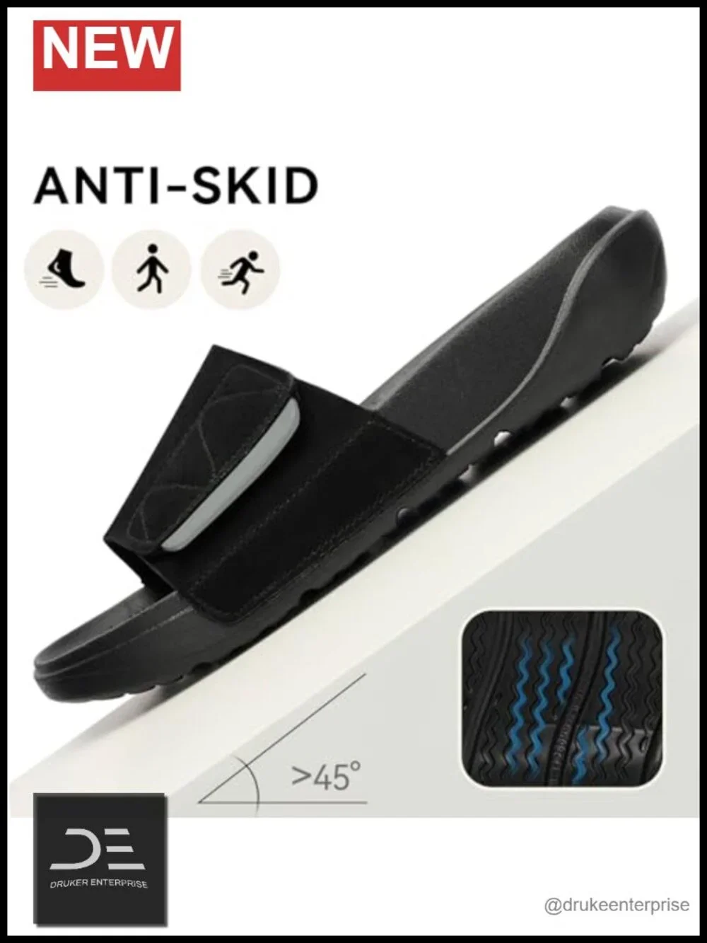 Men's Recovery Sandals with Arch Support Adjustable Straps